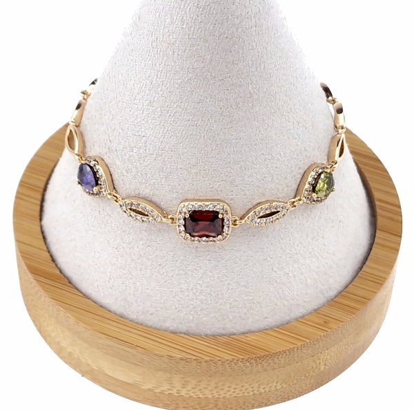 3684 Bransoletka złota cyrkonie 19cm pozłacana 18k Xuping 