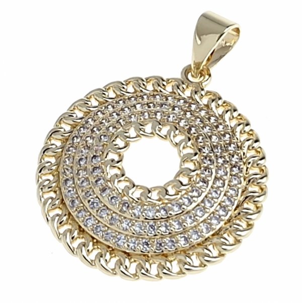 987 Złota zawieszka błyszcząca pozłacana 14k cyrkonie