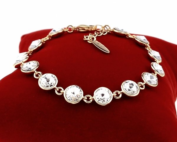 1734 Bransoletka Austrian Crystal cyrkonie złota 17+3 pozłacana 18k Xuping