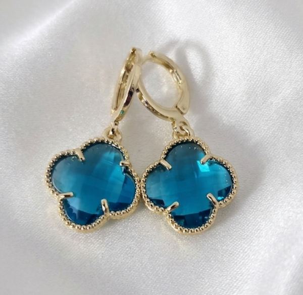 4866 Kolczyki złote pozłacane wiszące 14K koniczyna marokańska