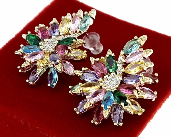 3850 Kolczyki złote pozłacane 14K cyrkonie