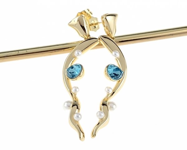 0322 Kolczyki złote pozłacane Austrian Crystal wiszące 14K cyrkonie Xuping 