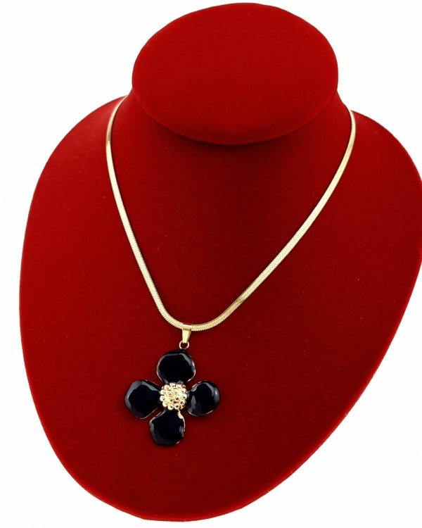 3347 Złoty łańcuszek 41+5 naszyjnik stal chirurgiczna nierdzewna 316L kwiatek