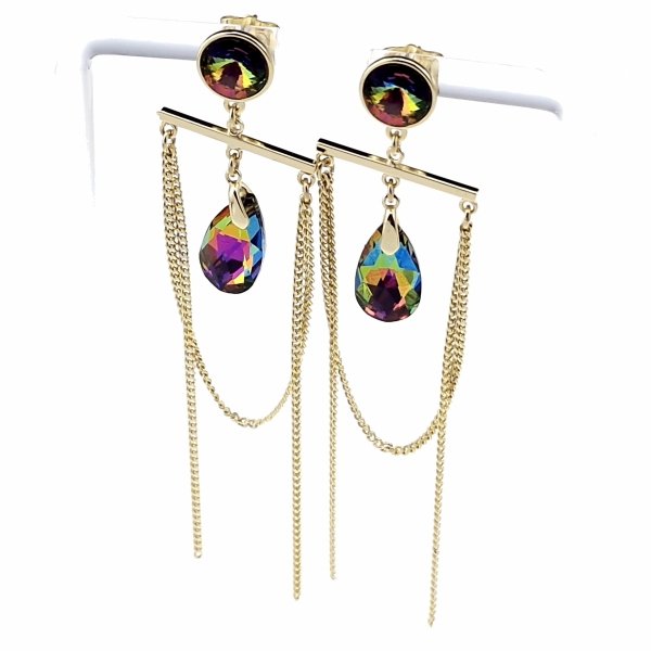 2792 Kolczyki złote pozłacane Austrian Crystal wiszące 14K cyrkonie Xuping 