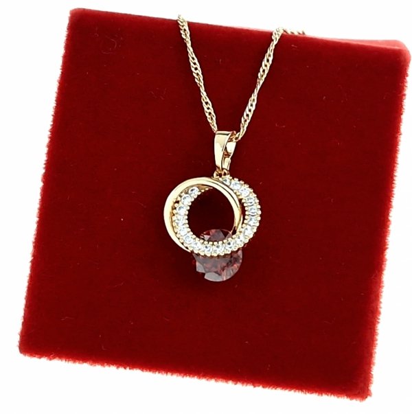 2435c Komplet złoty kolczyki cyrkonie zawieszka pozłacany 18k Xuping 