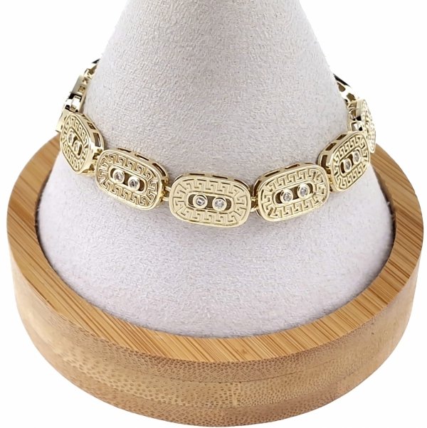 510 Bransoletka elegancka złota 17+2cm pozłacana 14k cyrkonie