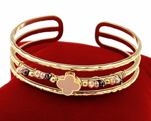 731 Bransoletka złota elegancka 5,5cm pozłacana 14k bangla Acero