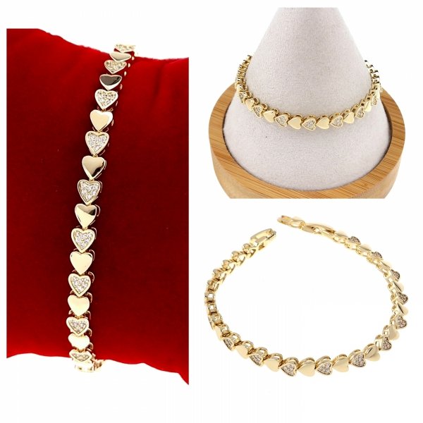 4821 Bransoletka złota elegancka cyrkonie 19cm pozłacana 14k Aisadi