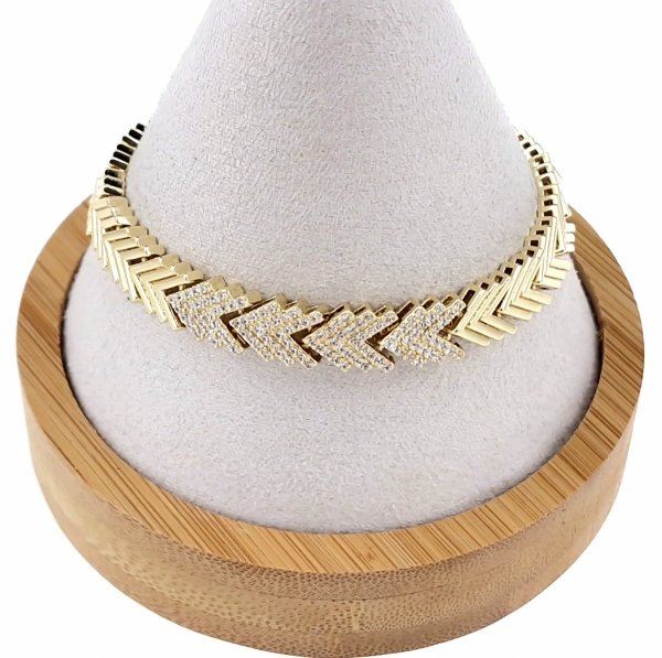 850a Bransoletka złota elegancka cyrkonie 19cm pozłacana 14k Aisadi