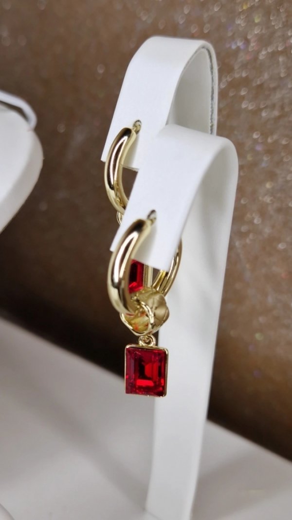 4867 Kolczyki złote pozłacane Austrian Crystal wiszące 14K cyrkonie Xuping 