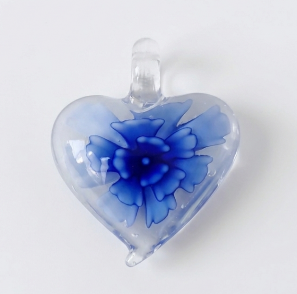 530i Zawieszka szkło weneckie serce kwiat
