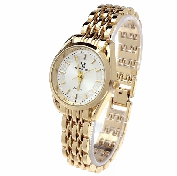 2330G Ekskluzywny damski złoty zegarek błyszczący cyrkonie klasyk