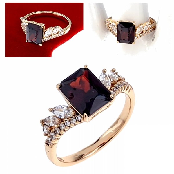 2321b Pierścionek złoty zaręczynowy cyrkonie pozłacany 18k Xuping 