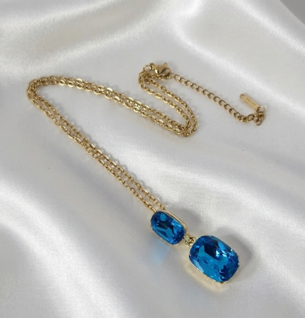 1266j Złoty łańcuszek naszyjnik 40+5cm pozłacany 14k kryształek