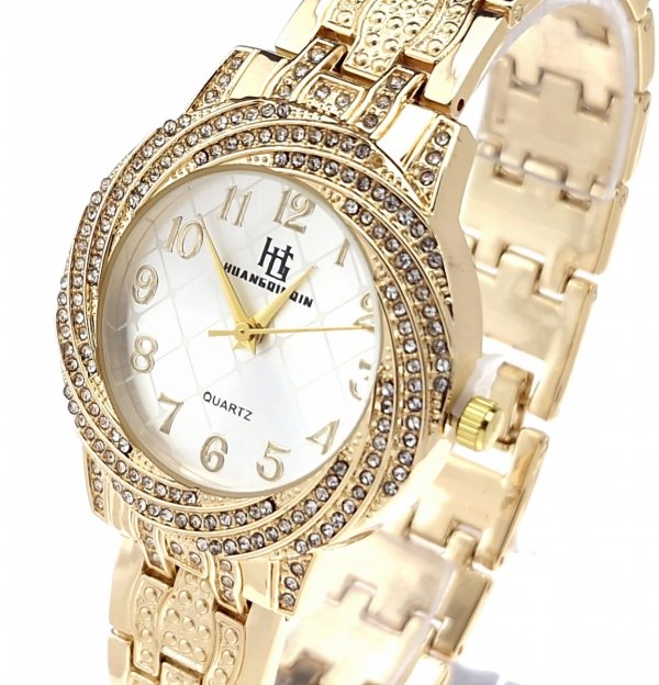 4090 Ekskluzywny złoty zegarek błyszczący klasyk 