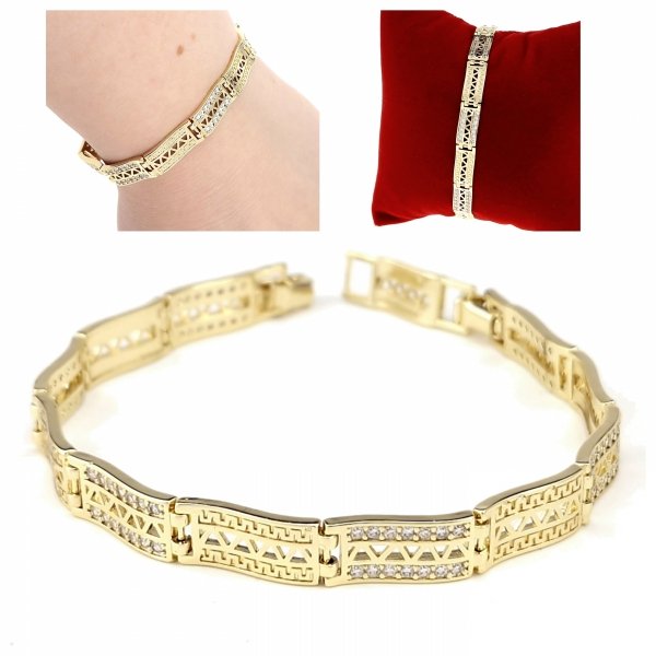 1866 Bransoletka złota elegancka 20cm cyrkonie pozłacana 14k Viki Lady