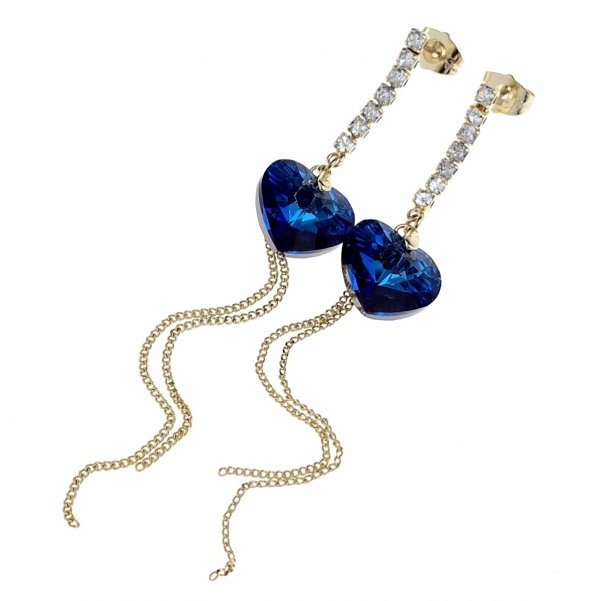 3010 Kolczyki złote pozłacane Austrian Crystal wiszące 14K cyrkonie Xuping serce