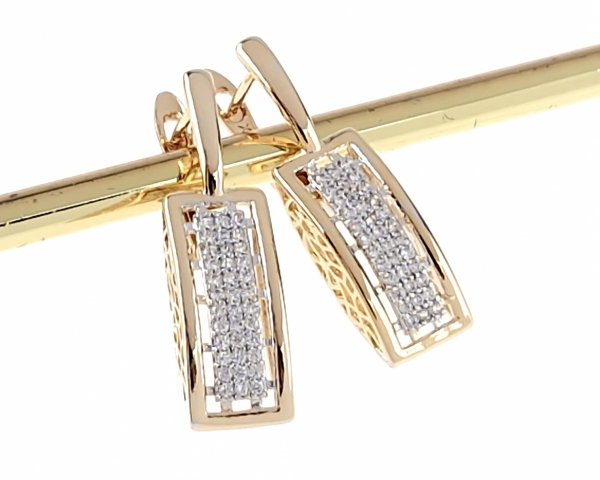 4681 Złote kolczyki cyrkonie pozłacane 18k Xuping wiszące 
