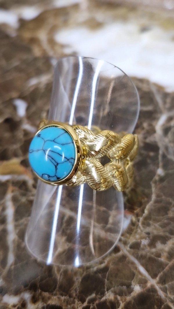 3721a Pierścionek złoty stal chirurgiczna 316L regulowany 