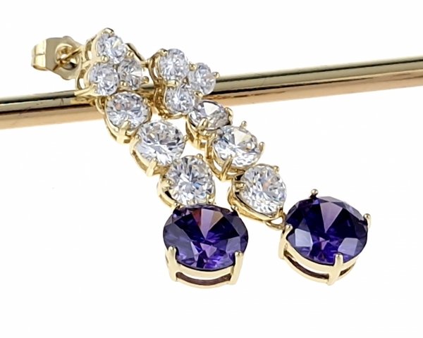 3326 Kolczyki złote pozłacane wiszące 14K Xuping cyrkonie 