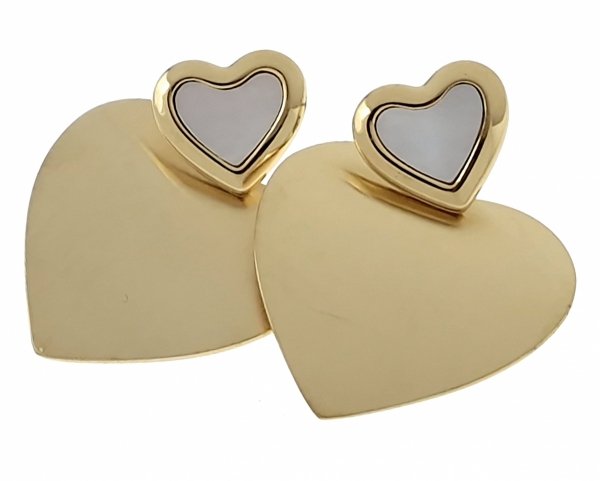 2303 Kolczyki złote pozłacane wiszące 14K Xuping serce