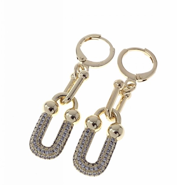 2095 Kolczyki złote pozłacane wiszące 14K cyrkonie