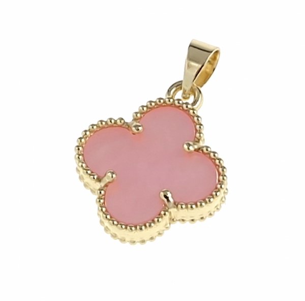 3699 Złota zawieszka błyszcząca pozłacana 14k koniczyna marokańska