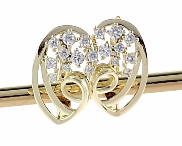 4540 Kolczyki złote pozłacane wiszące 14K cyrkonie 