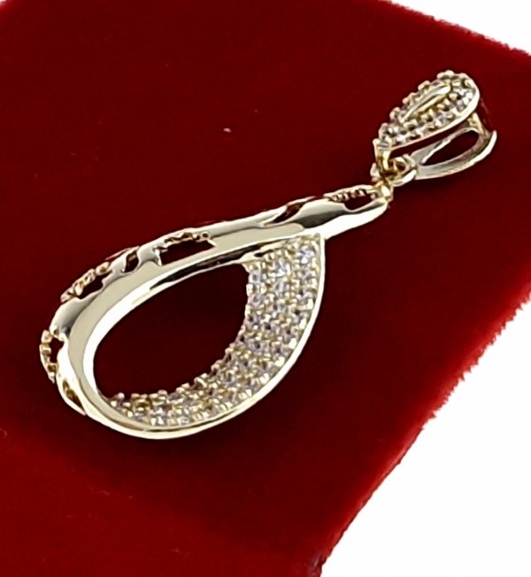 3731i Złota zawieszka błyszcząca pozłacana 14k cyrkonie 