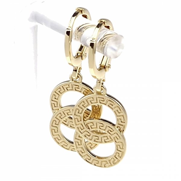 4278 Komplet złoty pozłacany 14k kolczyki zawieszka wzór grecki