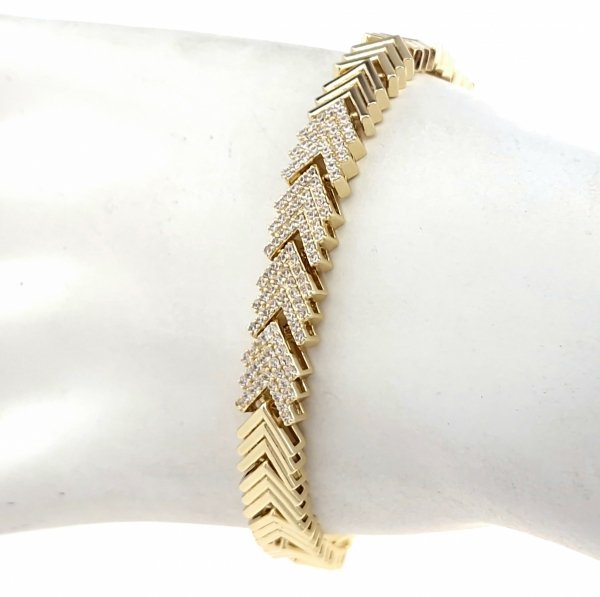 850a Bransoletka złota elegancka cyrkonie 19cm pozłacana 14k Aisadi