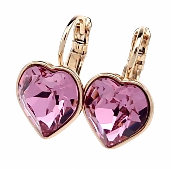 2982a Kolczyki złote Austrian Crystal cyrkonia pozłacane 18k Xuping wiszące serce