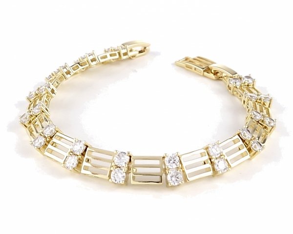 3819 Bransoletka złota elegancka 19cm cyrkonie pozłacana 14k Viki Lady