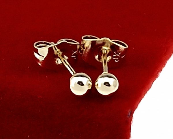 3709 Kolczyki złote pozłacane wtyczki 14K Xuping kulki 4mm
