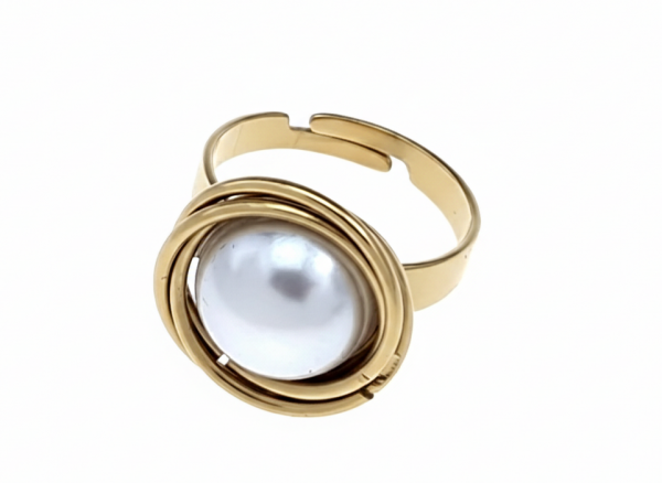 n35 Komplet kolczyki, naszyjnik 40-45+5cm, pierścionek złoty stal chirurgiczna 316L 