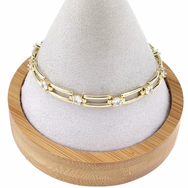 4069 Bransoletka złota elegancka cyrkonie 20cm pozłacana 14k Aisadi