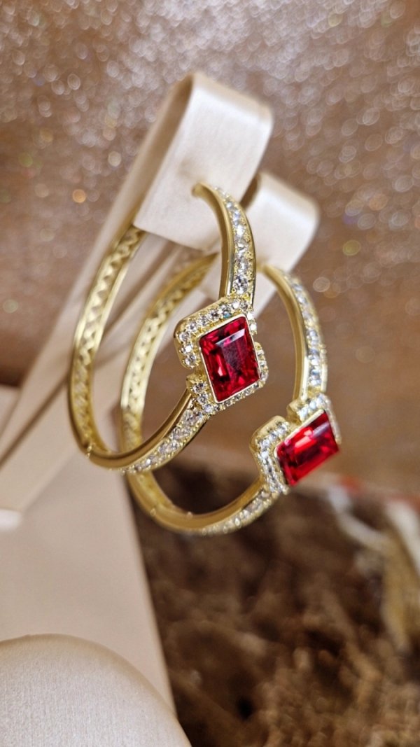 002 Kolczyki złote pozłacane Austrian Crystal wiszące 14K cyrkonie Xuping 