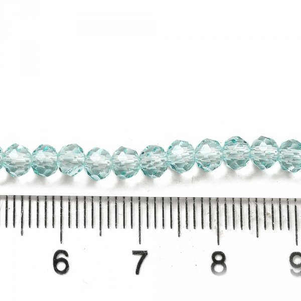 sz354 Szklane koraliki fasetowane, turkusowe 4x4,5mm sznur 38cm