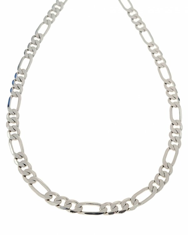 790 Srebrny łańcuszek 50cm 6mm pozłacany białym złotem Xuping figaro