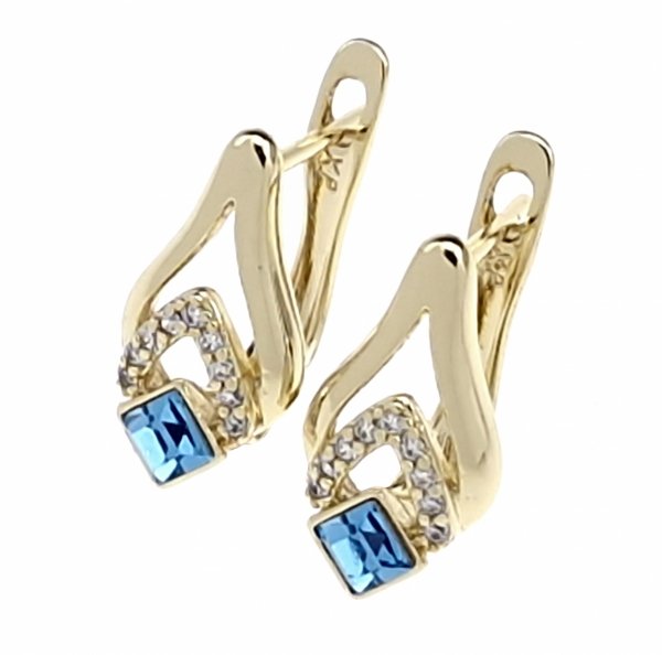 107a Kolczyki złote pozłacane cyrkonie wiszące 14K Xuping Austrian Crystal