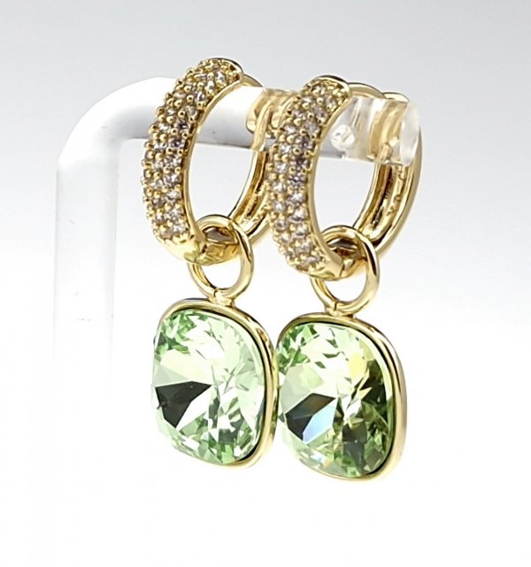 sz242  Kolczyki złote pozłacane 14k wiszące Austrian Crystal