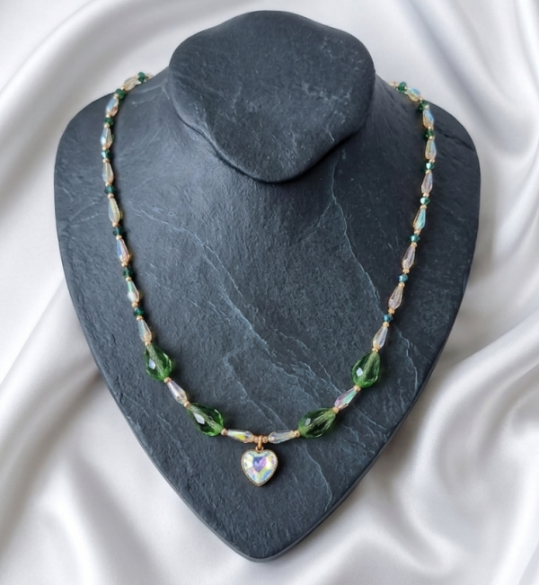 2323c Naszyjnik kryształki 56+5cm stal chirurgiczna nierdzewna 