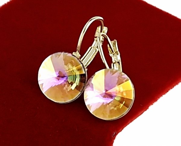 3690 Kolczyki złote Austrian Crystal cyrkonia pozłacane 14k Xuping wiszące