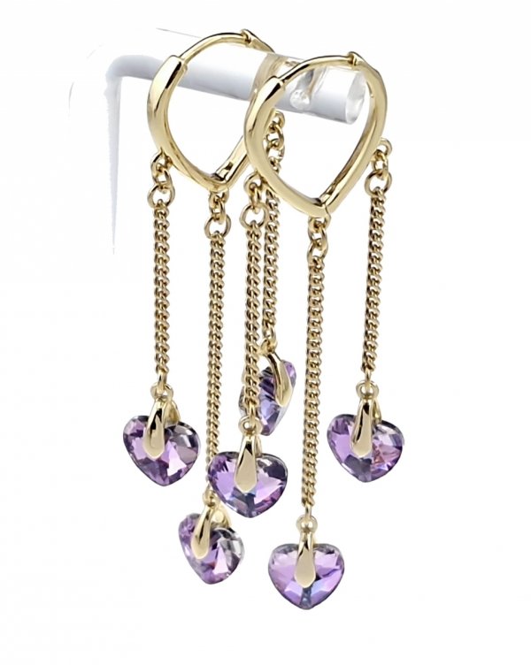 1258 Kolczyki złote pozłacane Austrian Crystal wiszące 14K cyrkonie Xuping 