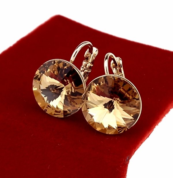 2747c Kolczyki złote pozłacane 18k wiszące Austrian Crystal