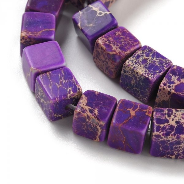 sz111 Jaspis cesarski kamień naturalny, kształt kostki 6x6x6mm