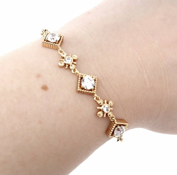 831 Bransoletka złota cyrkonie pozłacana 18k 20cm 7mm Xuping możliwość skrócenia
