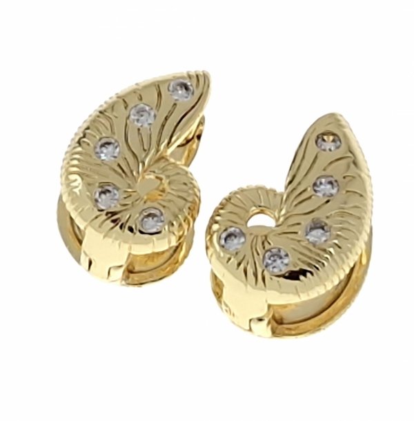 0600 Kolczyki złote pozłacane wiszące 14K muszla