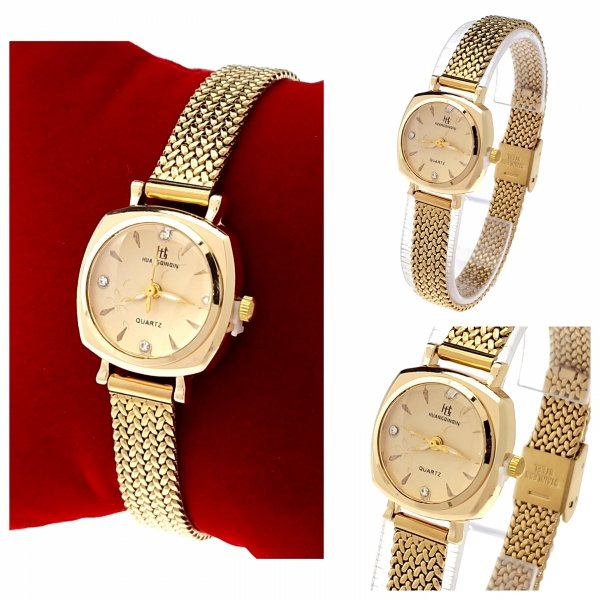 4223 Ekskluzywny damski złoty zegarek błyszczący cyrkonie klasyk