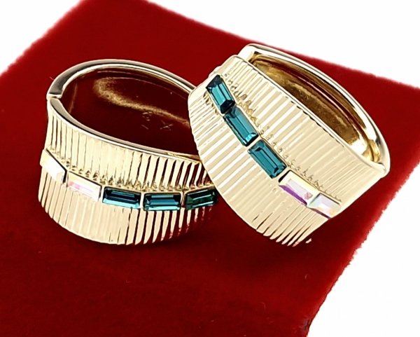 391 Kolczyki złote pozłacane wiszące 14K Xuping cyrkonie 